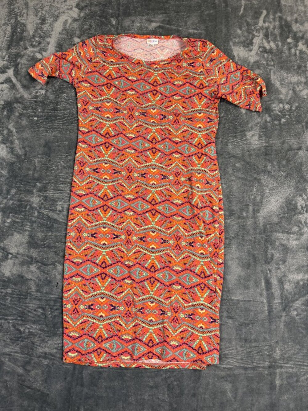 Lularoe Multi-Color Geometric Print Short Sleeve Womens Dress Size L